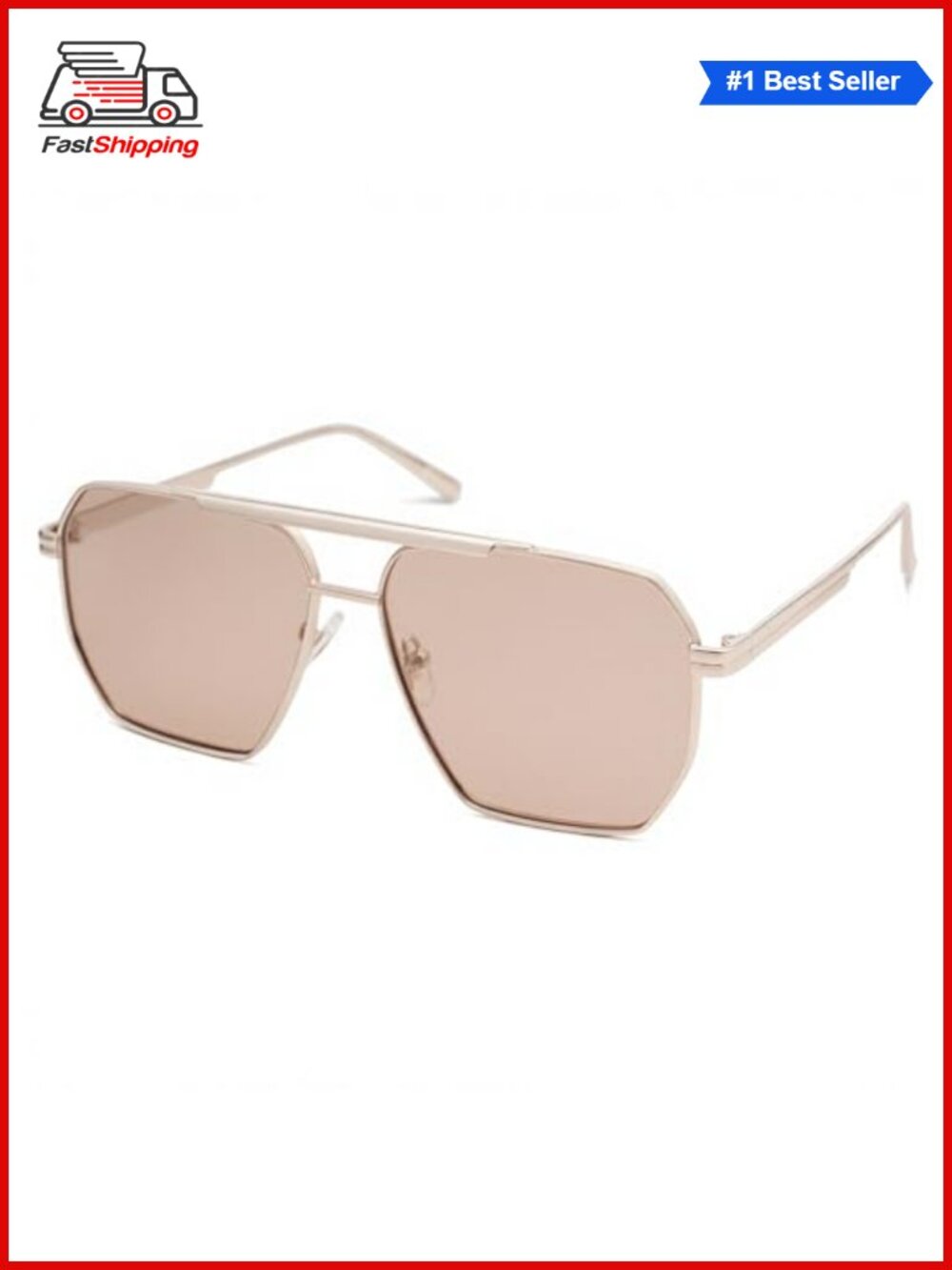 Retro Oversized Square Polarized Sunglasses UV400 Metal Frame Unisex